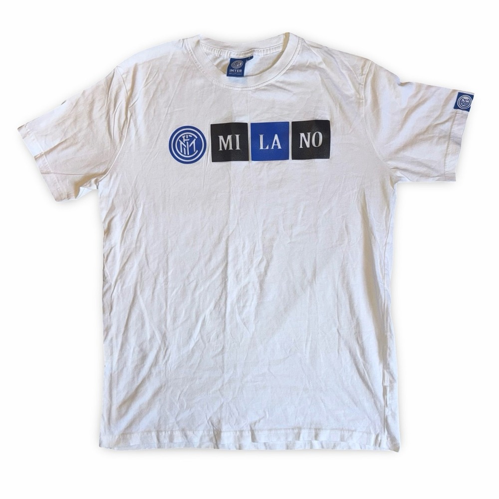 Inter Milano FC Soccer T-Shirt White Blue Black Official Product Men's Large